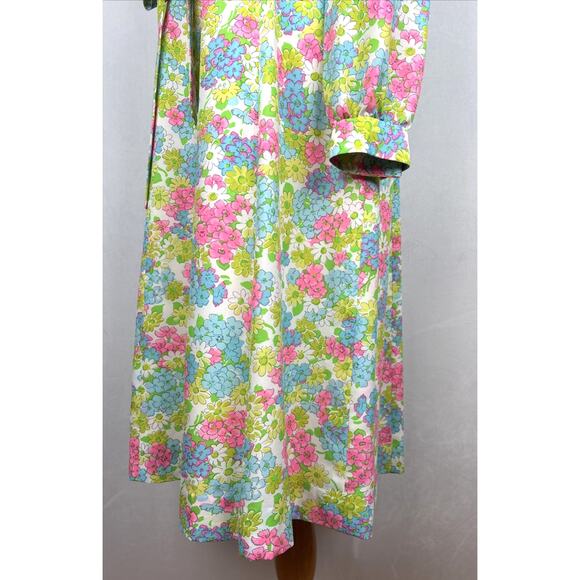 Posh Jay Anderson Vintage Dress Women's 16 Midi Retro Colorful Floral Belt Tie - Picture 6 of 12